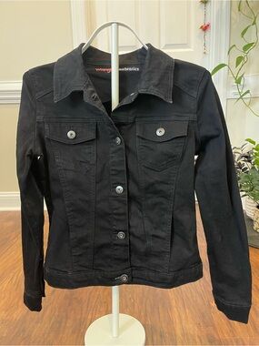 Wrangler Authentics Black Denim Jacket – Size Small – Classic Trucker Style